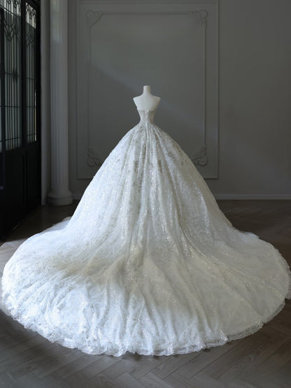 Timeless Ball Gown Sweetheart Sequin Ivory Long Wedding Dress Bridal Dresses
