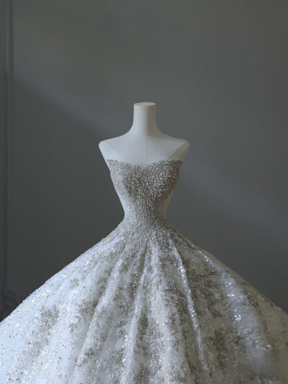 Timeless Ball Gown Sweetheart Sequin Ivory Long Wedding Dress Bridal Dresses