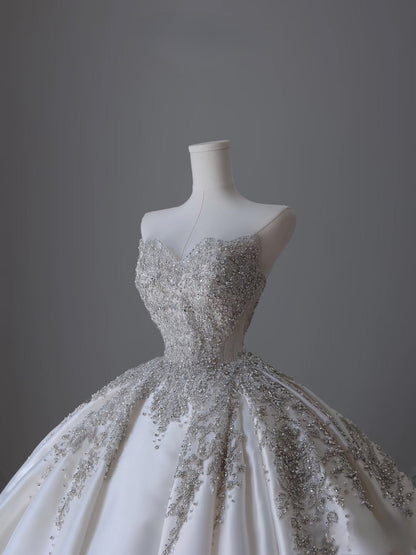 Timeless Ball Gown Sweetheart Neckline Sequin Sleeveless Wedding Dress Bridal Dresses