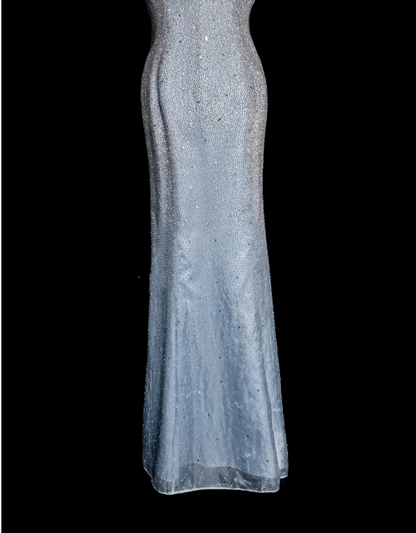 Vintage Mermaid Halter Neck Blue Sequin Prom Gown Fairy Prom Dresses