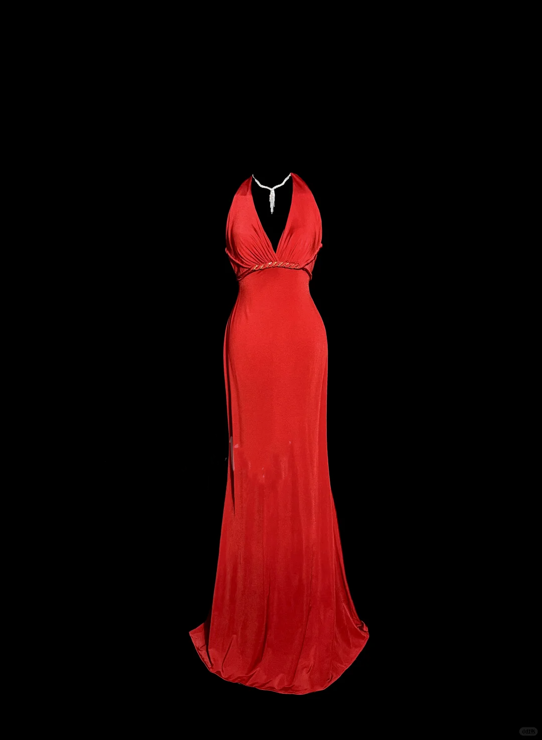 Vintage Mermaid Halter Satin Red Prom Gown Fairy Prom Dresses