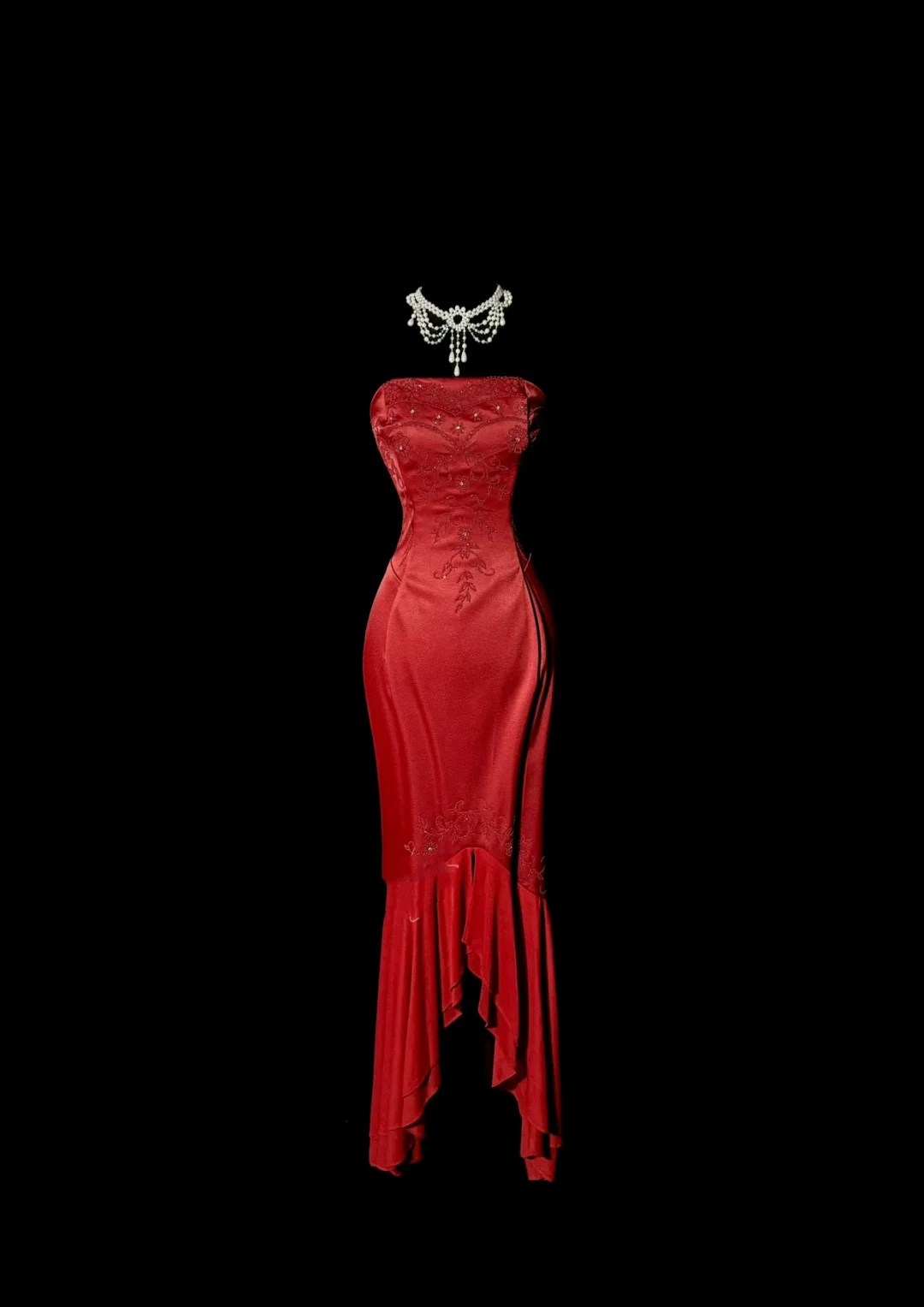 Vintage High Low Strapless Red Long Prom Gown Fairy Prom Dresses