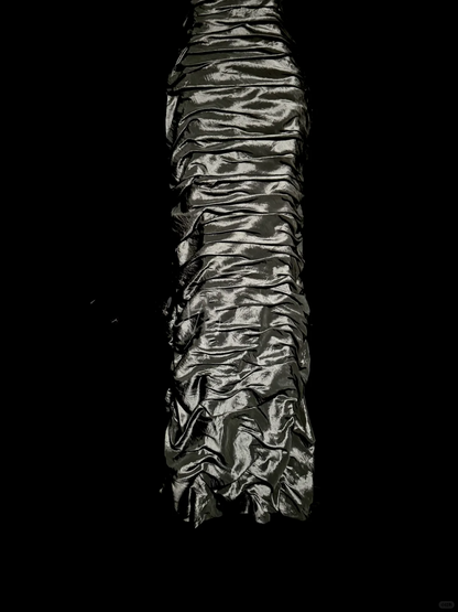 Vintage Sheath Off The Shoulder Silver Gray Sleeveless Long Prom Gown Fairy Prom Dresses