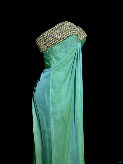 Vintage Mermaid Sweetheart Green Long Prom Gown Fairy Prom Dresses