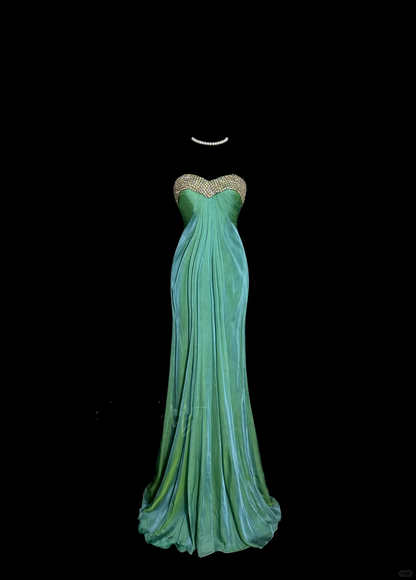 Vintage Mermaid Sweetheart Green Long Prom Gown Fairy Prom Dresses