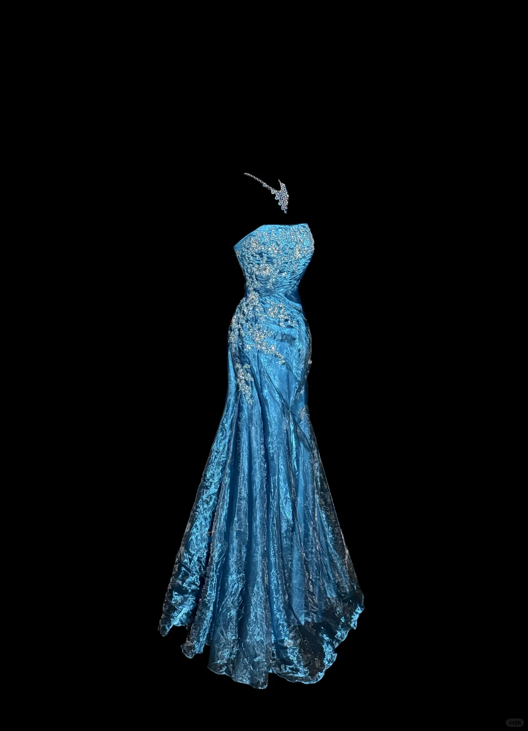 Vintage Mermaid Strapless Tulle Blue Long Prom Gown Fairy Prom Dresses