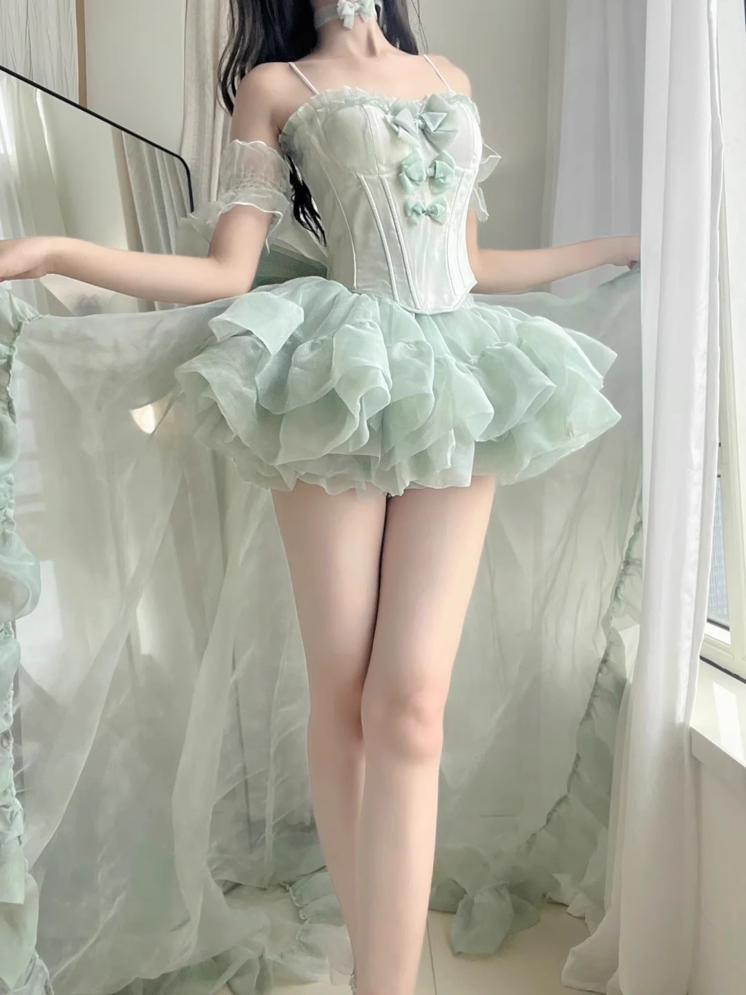 Retro Ball Gown Spaghetti Straps Mint Green Homecoming Dresses Birthday Outfits