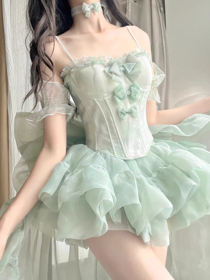 Retro Ball Gown Spaghetti Straps Mint Green Homecoming Dresses Birthday Outfits