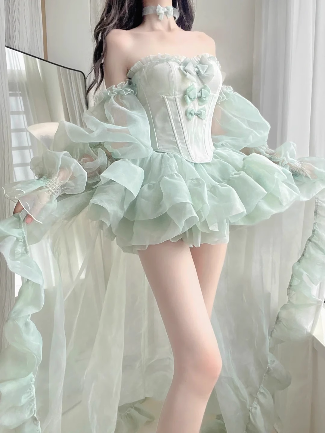 Retro Ball Gown Spaghetti Straps Mint Green Homecoming Dresses Birthday Outfits
