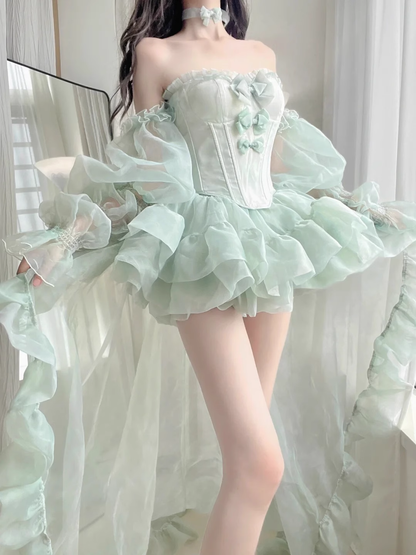 Retro Ball Gown Spaghetti Straps Mint Green Homecoming Dresses Birthday Outfits
