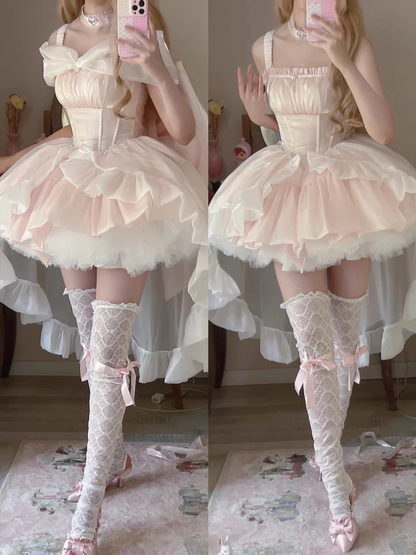 Retro Ball Gown Straps Short Pink Cocktail Dresses Birthday Outfits