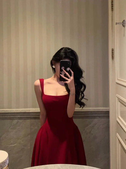 Retro Burgundy Maxi Length Design Elegant A-Line Evening Dress Prom Dress TP4106