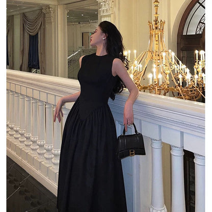 Simple A line Scoop Neckline Black Backless Prom Dresses Birthday Outfits Evening Gown