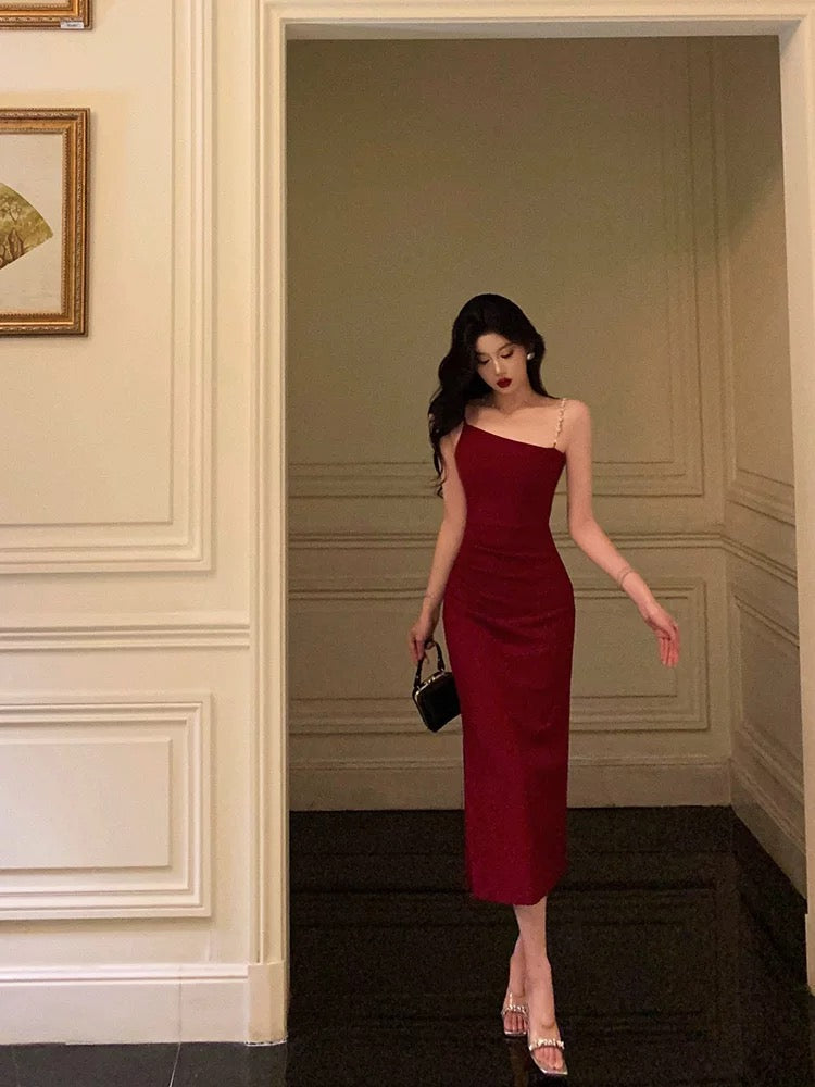 Sexy Mermaid Spaghetti Straps Red Prom Dresses Birthday Outfits Evening Gown