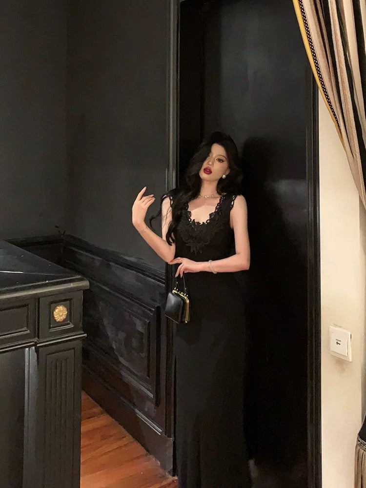 Sexy Sheath V Neckline Black Long Prom Dresses Birthday Outfits Evening Gown
