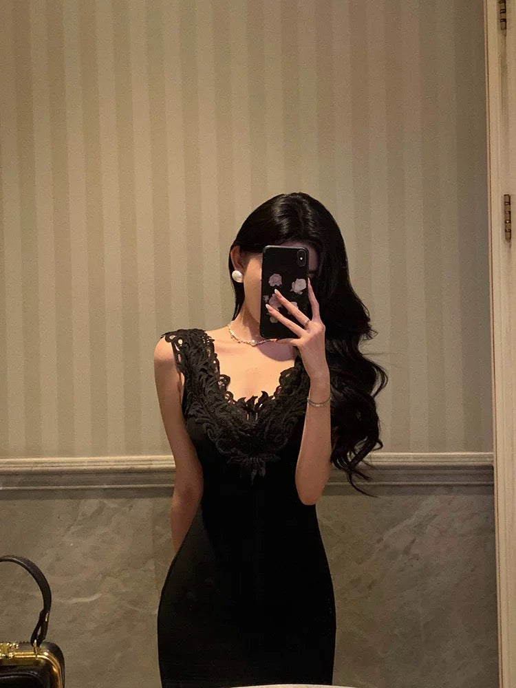 Sexy Sheath V Neckline Black Long Prom Dresses Birthday Outfits Evening Gown