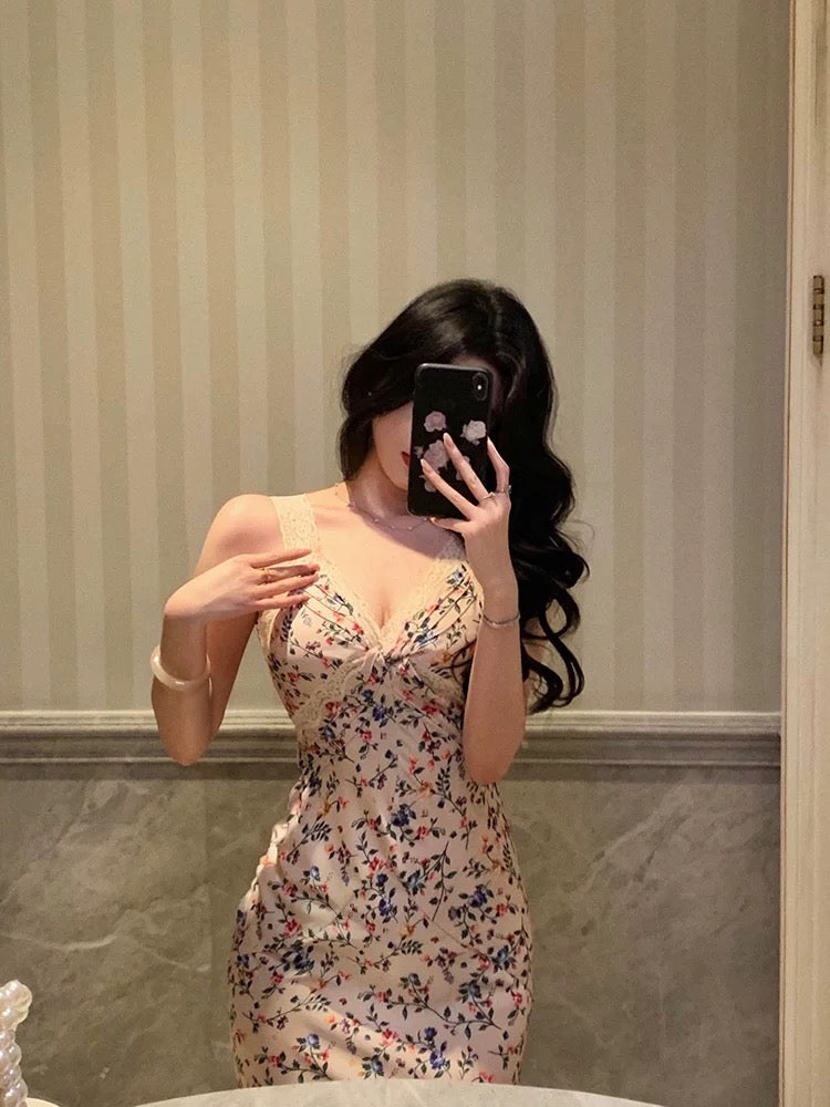 Sexy Sheath V Neckline Floral Prom Dresses Birthday Outfits Evening Gown