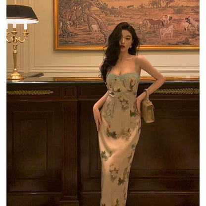 Sexy Sheath Spaghetti Straps Floral Lace Prom Dresses Birthday Outfits Evening Gown