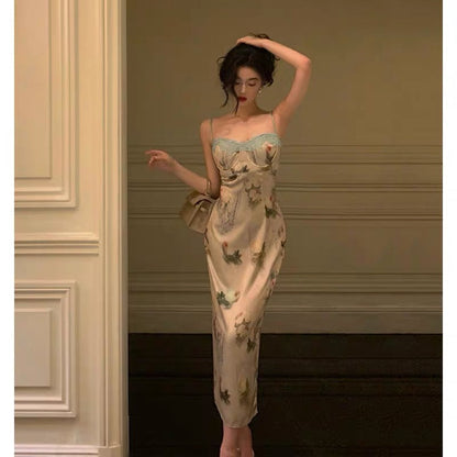 Sexy Sheath Spaghetti Straps Floral Lace Prom Dresses Birthday Outfits Evening Gown