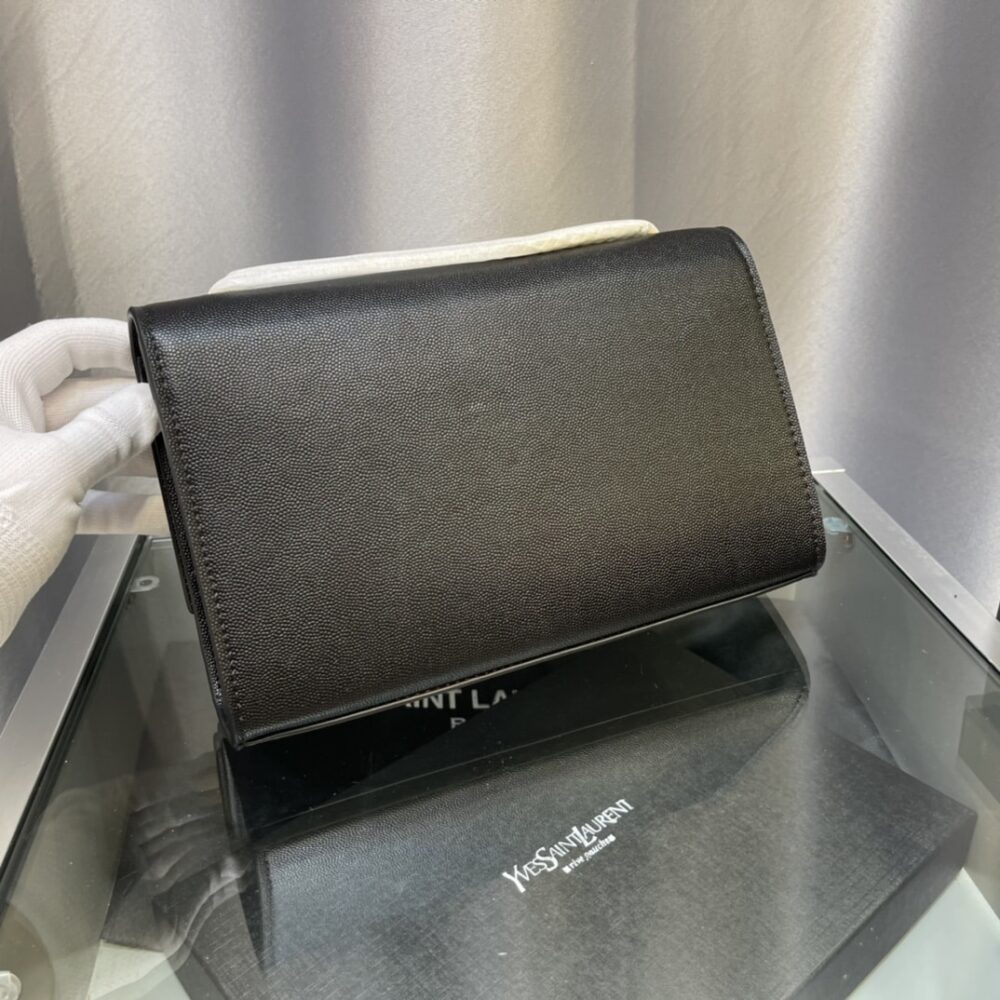 Saint Laurent Kate Medium Chain Bag With Tassel In Grain De Poudre Black 24Cm 354119BOW0J1000