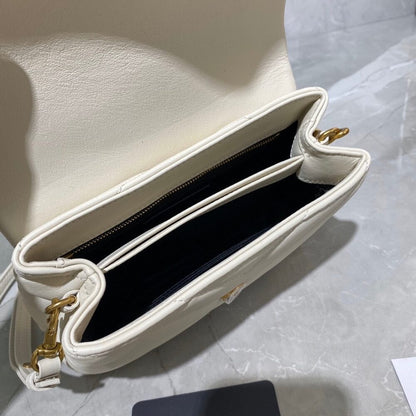 Saint Laurent Loulou Toy Strap Bag In Quilted Y White 20Cm