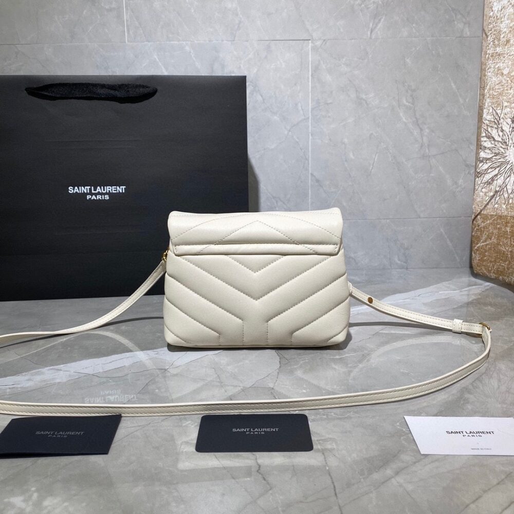 Saint Laurent Loulou Toy Strap Bag In Quilted Y White 20Cm