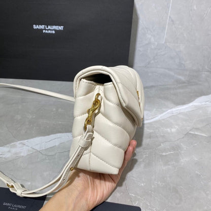 Saint Laurent Loulou Toy Strap Bag In Quilted Y White 20Cm