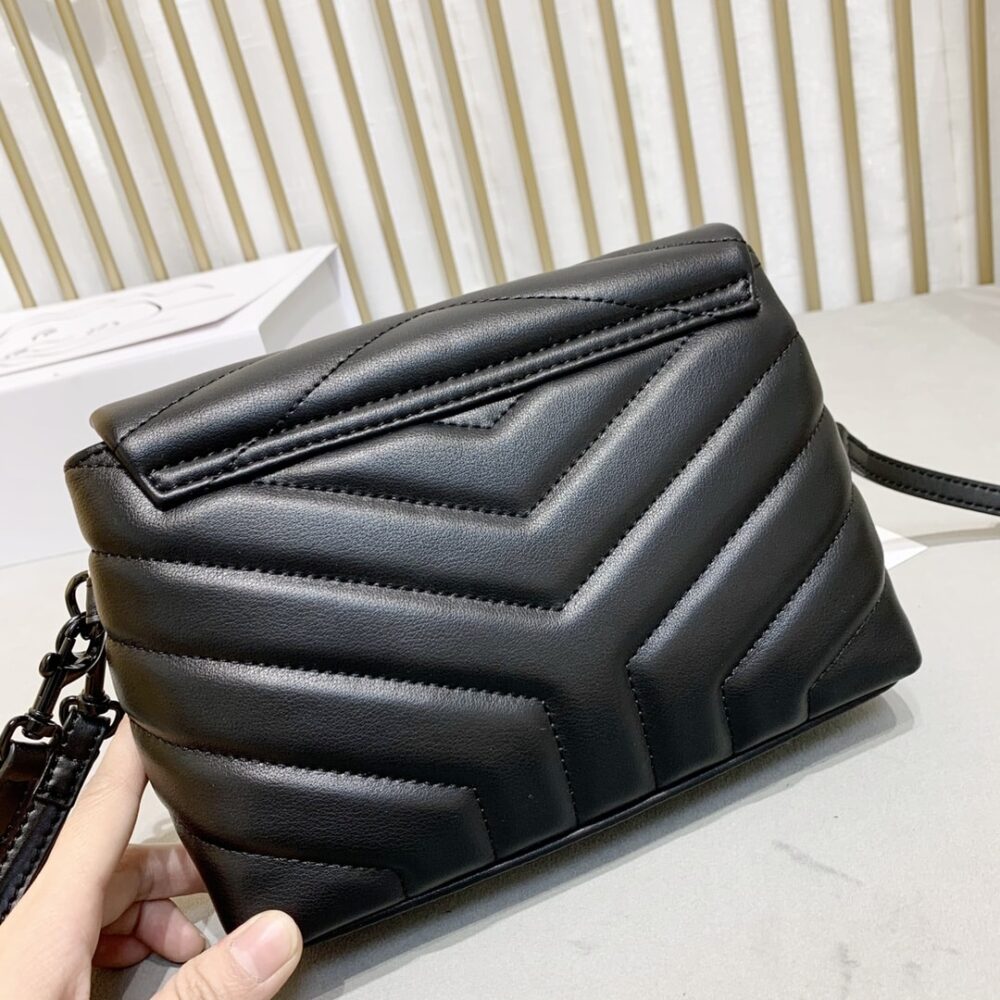 Saint Laurent Loulou Toy Strap Bag In Quilted Y Black With Black Hardware 20Cm