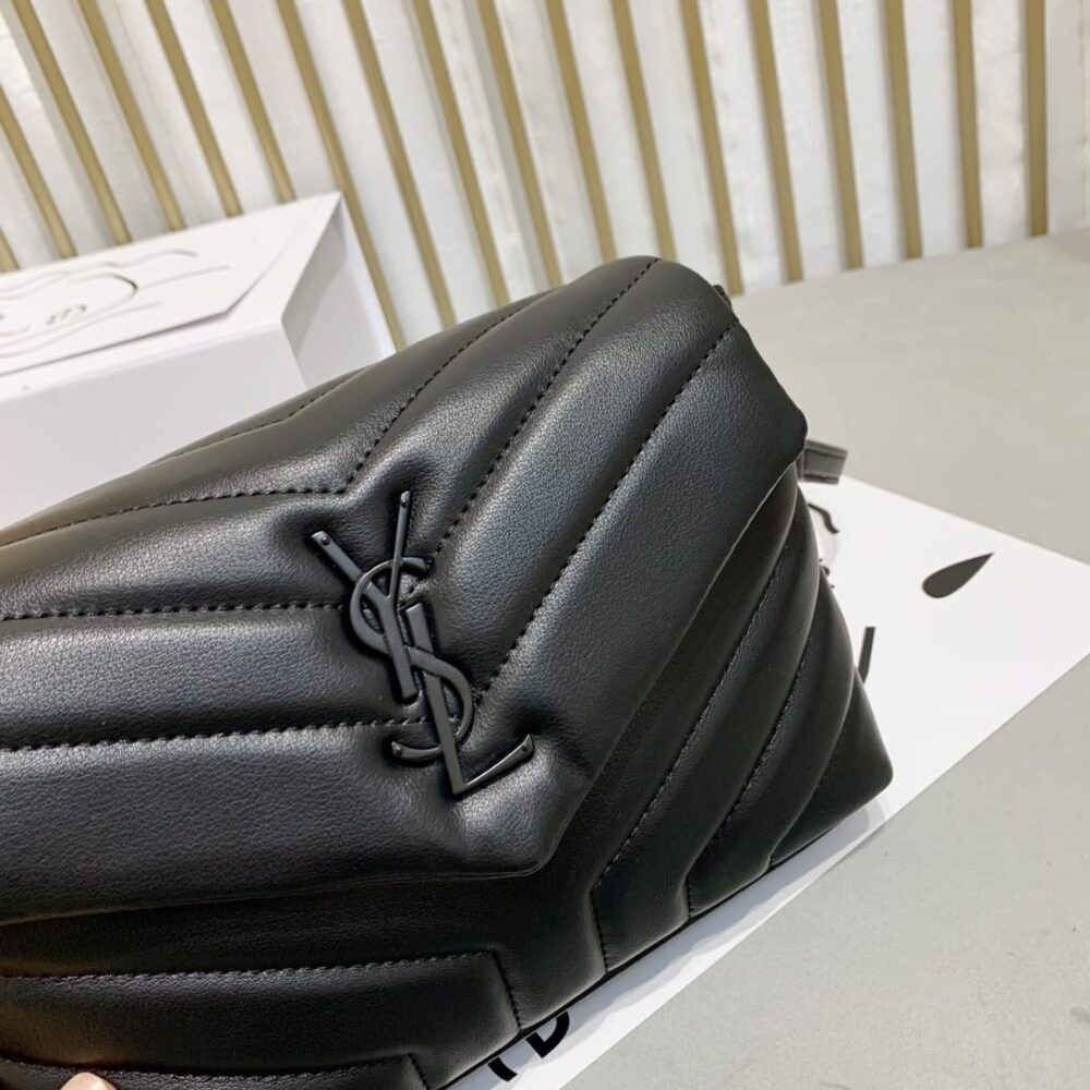 Saint Laurent Loulou Toy Strap Bag In Quilted Y Black With Black Hardware 20Cm