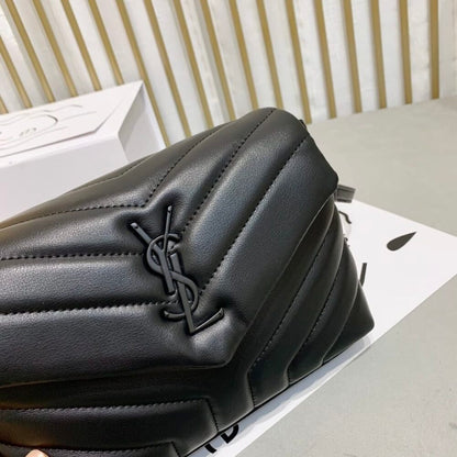 Saint Laurent Loulou Toy Strap Bag In Quilted Y Black With Black Hardware 20Cm