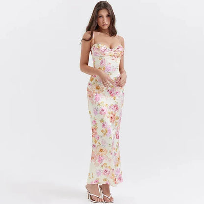 Vintage Floral Sweetheart Prom Dress Sheath Spaghetti Strap Evening Dress Long Formal Dress TP4714
