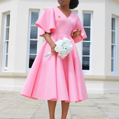 V Neck Evening Dress Fashion Gown Lilac Bridesmaids dresses