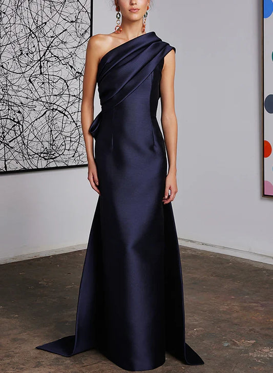 Tight fit/straight cut off shoulder mother of the bride dress