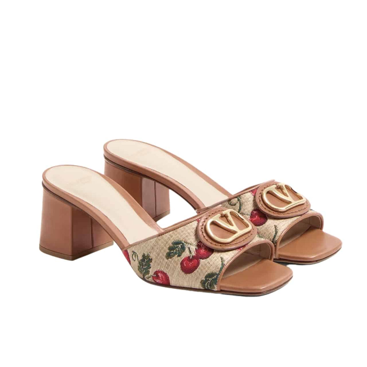 VALENTINO VLOGO SIGNATURE CHERRYFIC SLIDE SANDAL NATURAL 6W0S0MH7NNX 32H