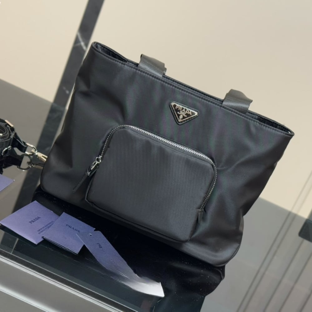 Prada Re Nylon Tote Bag Black 32Cm 1BG354 RV44 F0002 V B1M
