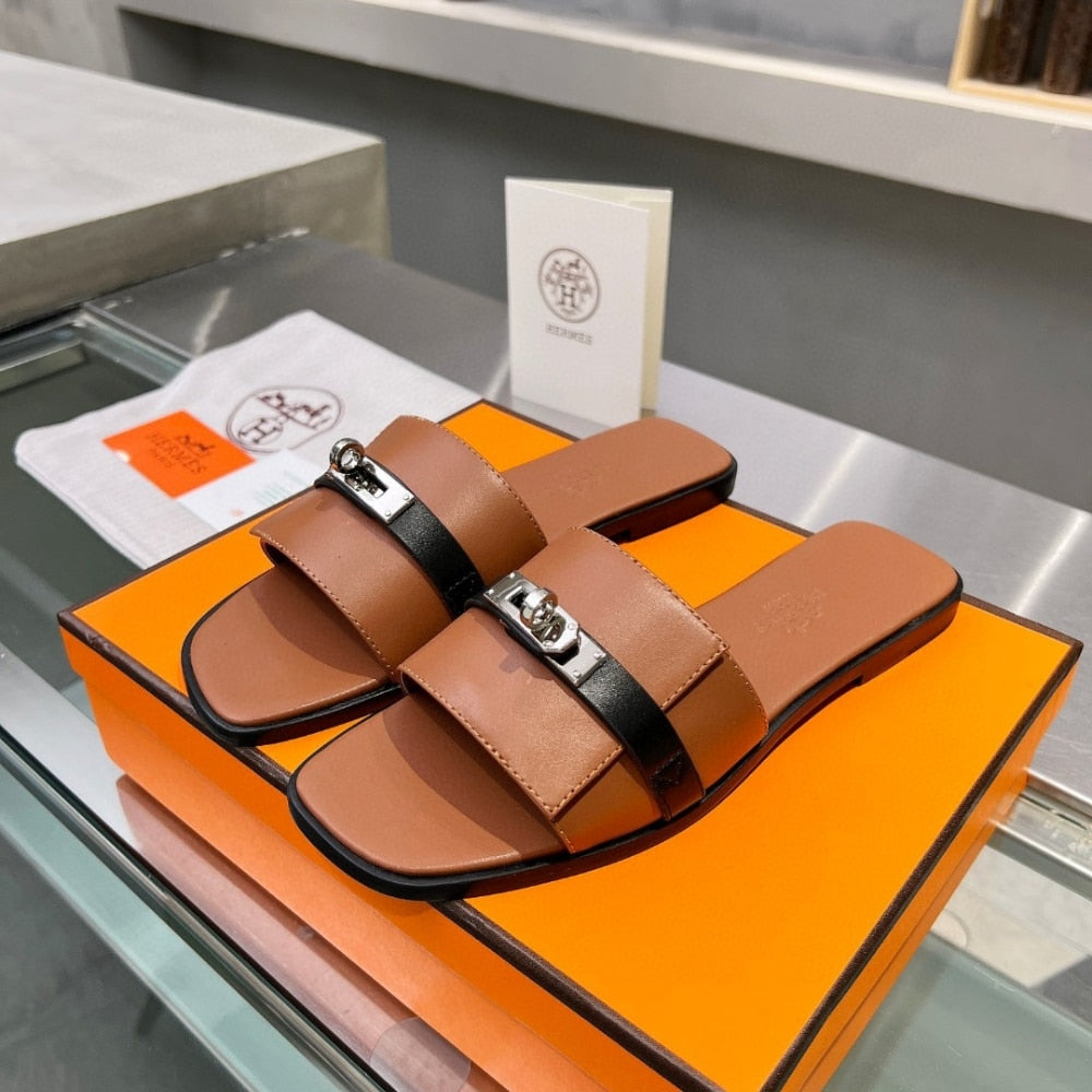 HERMES GIULIA SANDAL GOLD AND NOIR H231056Z 20360