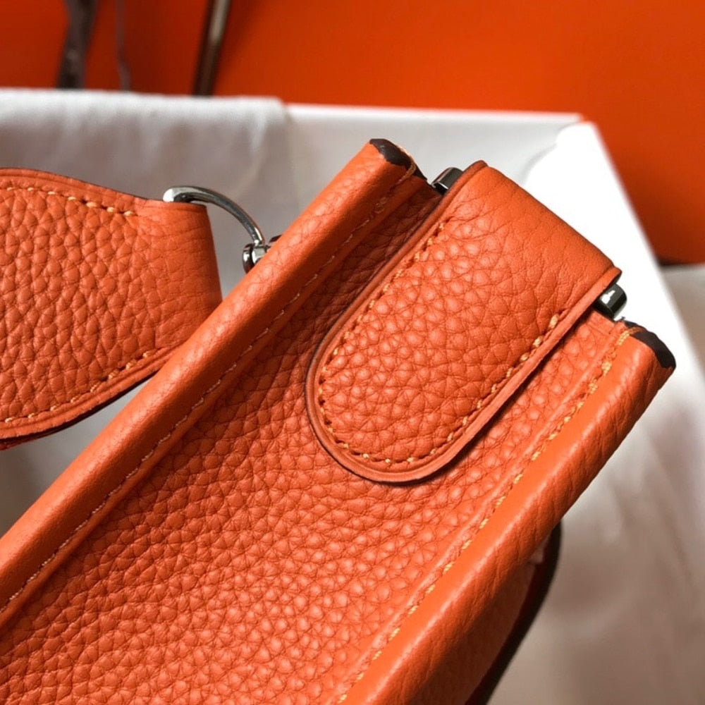 Hermes Clemence Evelyne Pm Orange Feu 25cm