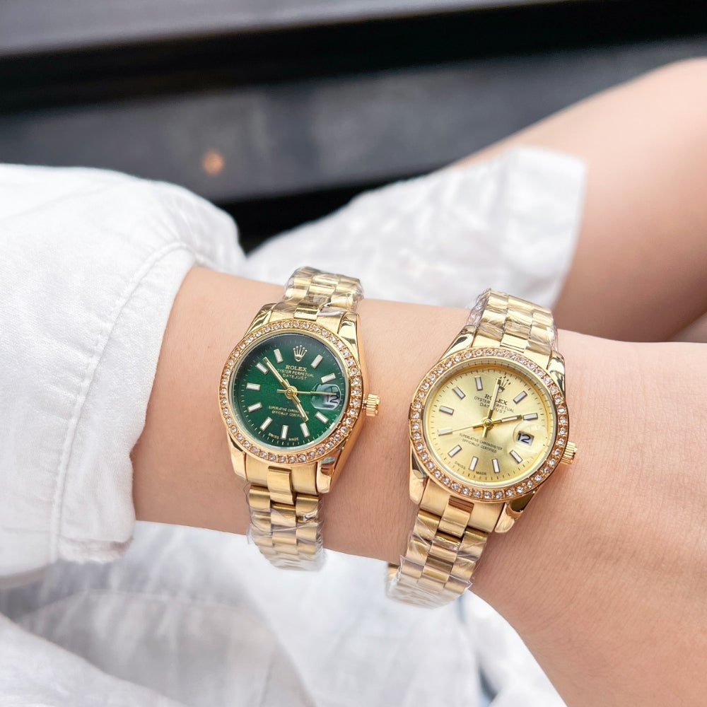 Rolex Lady Datejust Green Dial Yellow Gold 28Mm