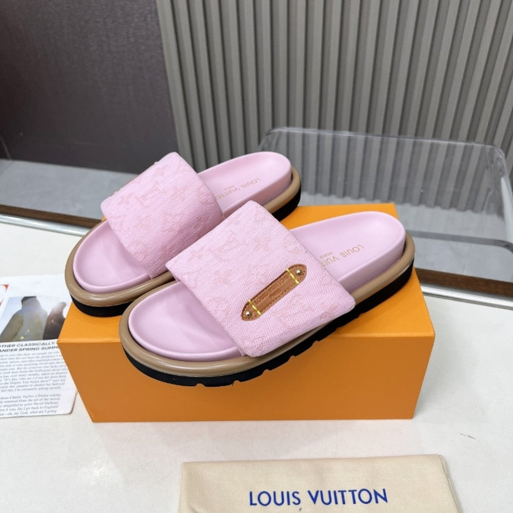 LOUIS VUITTON POOL PILLOW FLAT COMFORT MULE ROSE 1AGUZD