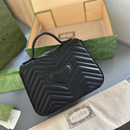 Gucci GG Marmont Mini Top Handle Bag Black 22Cm 702563 DTDFV 1000