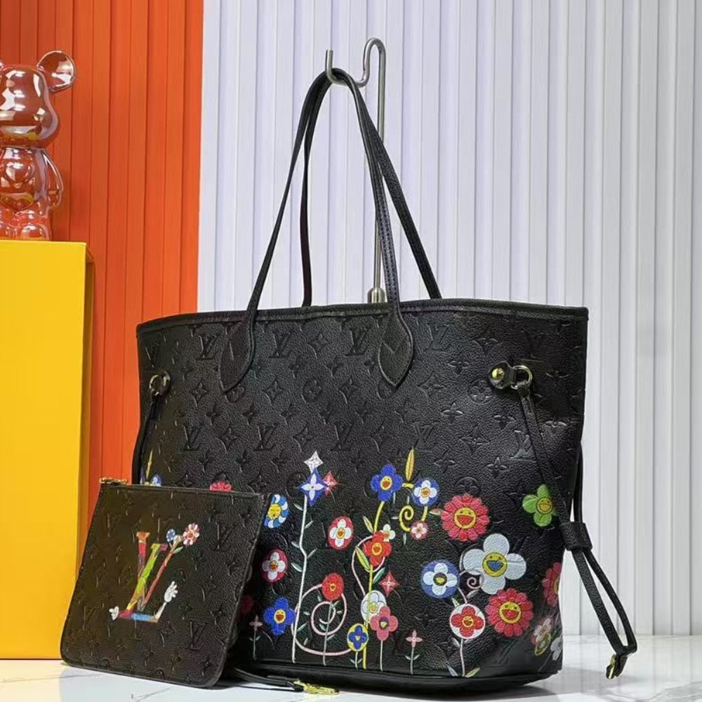 Louis Vuitton X Takashi Murakami Superflat Neverfull MM Black 31Cm M13675