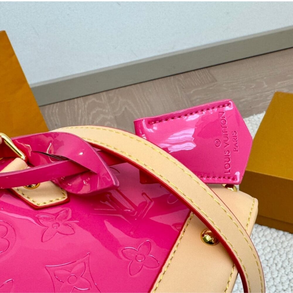 Louis Vuitton Alma Nano Monogram Vernis Embossed Neon Pink 18Cm M90611