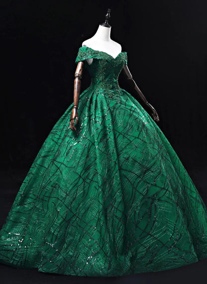 Ball Gown Sweetheart Tulle Floor Length Party Dress, Green Long Prom Dress Formal Gown TP1146