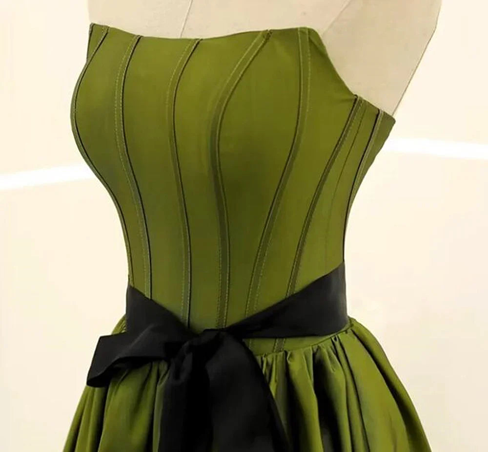 Green Satin Simple Long Formal Dress, A-line Green Long Evening Dress Prom Dress TP1235