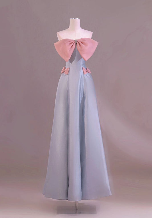 16th Girl Blue Strapless Bow Satin Princess Dresses TP1646