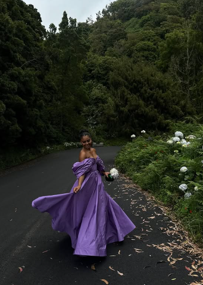 Chic Purple A-Line Off-Shoulder Formal Floor-Length Evening Sleeve TP1905