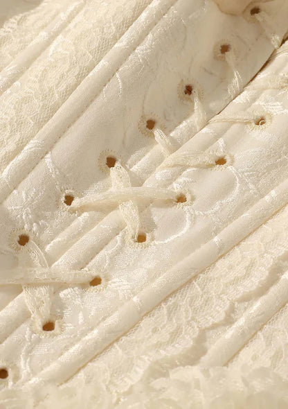 Vintage Ivory Puff Sleeve Lace Long Sleeve Dress TP1993