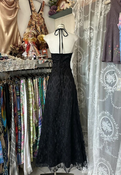Charming Halter Deep V-Neck Ruffled Lace Ruched Evening Dress TP2013