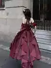 Retro red halterneck sleeveless chiffon tutu skirt TP2033