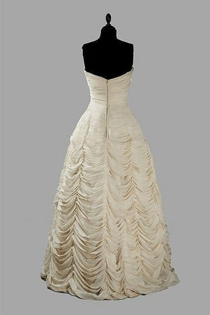Vintage Ivory Off Shoulder A-Line Long Party Dress Vintage Wedding Dress TP2081